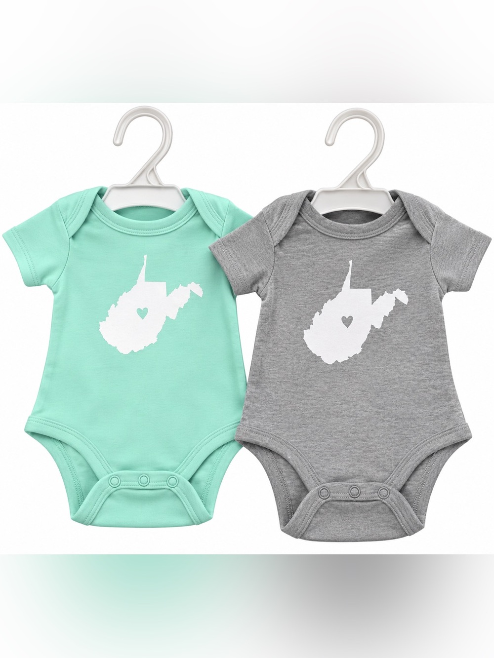 Kids One-Piece Bodysuit - Mint and Gray - Unbranded